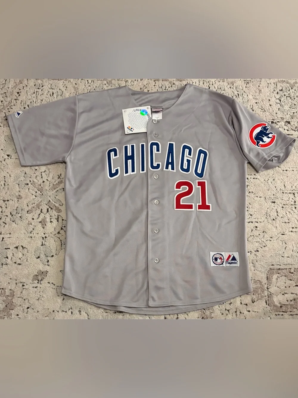 Majestic Authentic Chicago Cubs Sammy Sosa #21 Gray Baseball Jersey Men’s Sz: XL